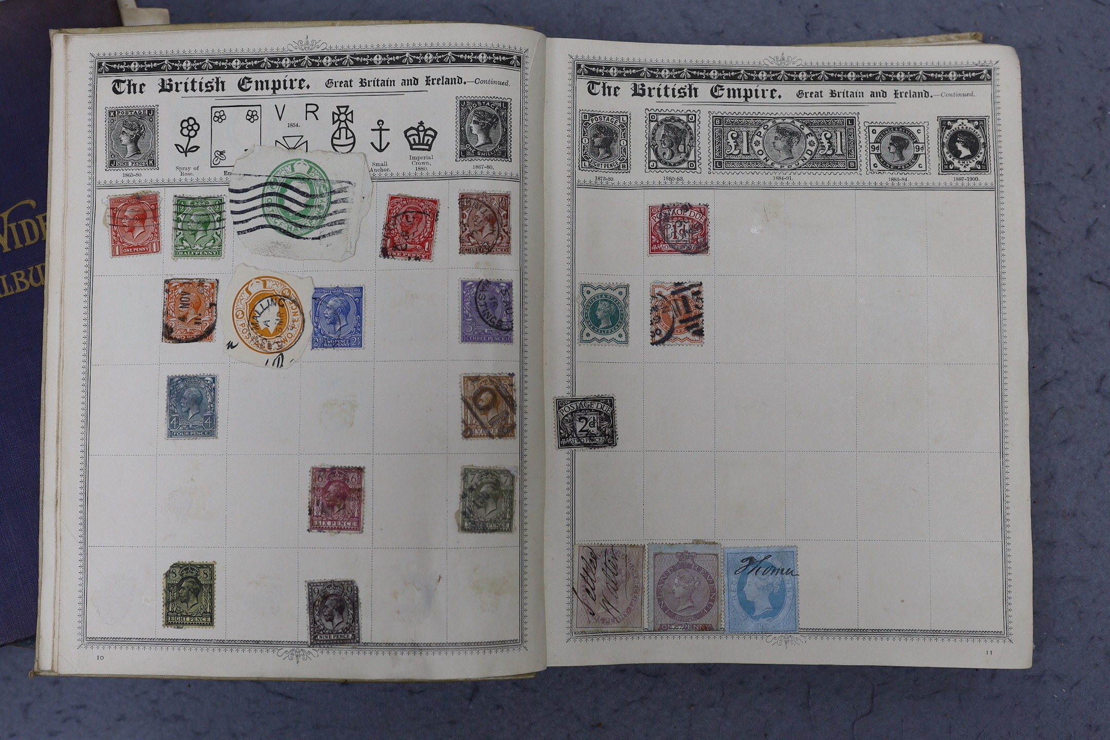 Stamps: Great Britain and British Commonwealth in four albums, with 3x 1penny black used, 1891 £1 green used, 1penny Mulready used, plus Gibraltar, India, Australian, and United States